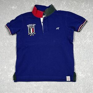 SacoorRugby Polo Shirt Kids Boys Size 8 Blue #1 World Cop Embroidered Preppy